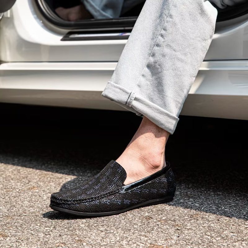 Loafers För Män Exotisk Metall Tå Slip On - Svart