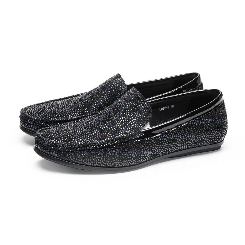 Loafers För Män Exotisk Metall Tå Slip On - Svart