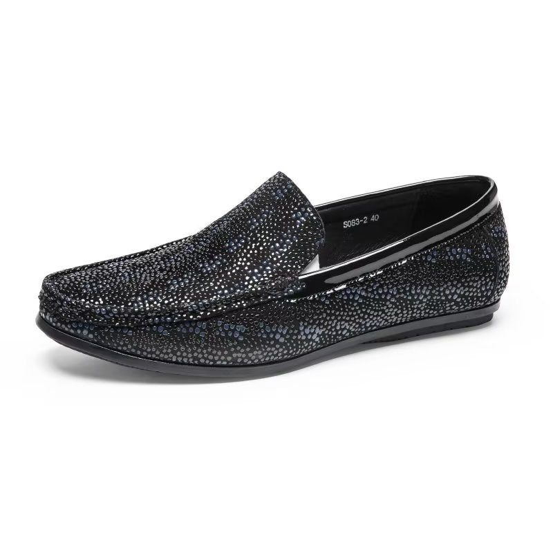 Loafers För Män Exotisk Metall Tå Slip On - Svart