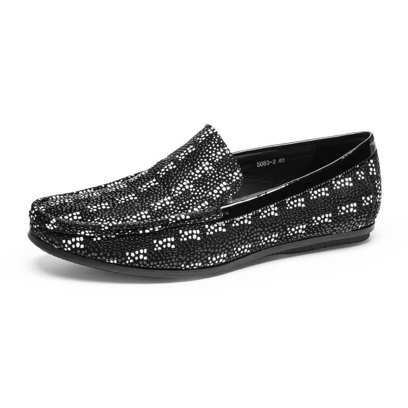 Loafers För Män Exotisk Metall Tå Slip On - Svart