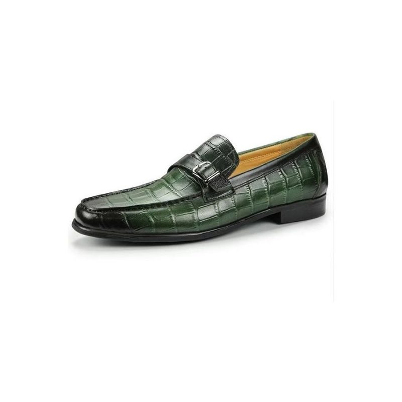 Loafers För Män Exotiska Krokodilläder Metall Toe Slip-on