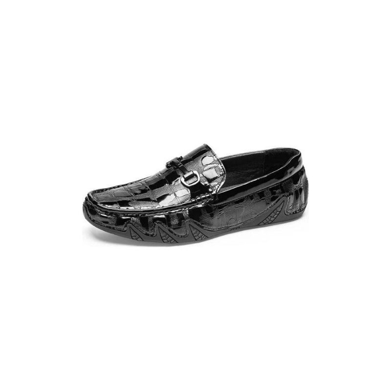 Loafers För Män Exotiska Krokodilläder Slip On Metal Toe