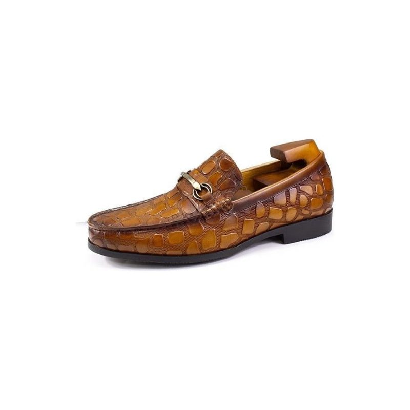 Loafers För Män Exotiska Krokodilläder Snygga Slip On - Brun