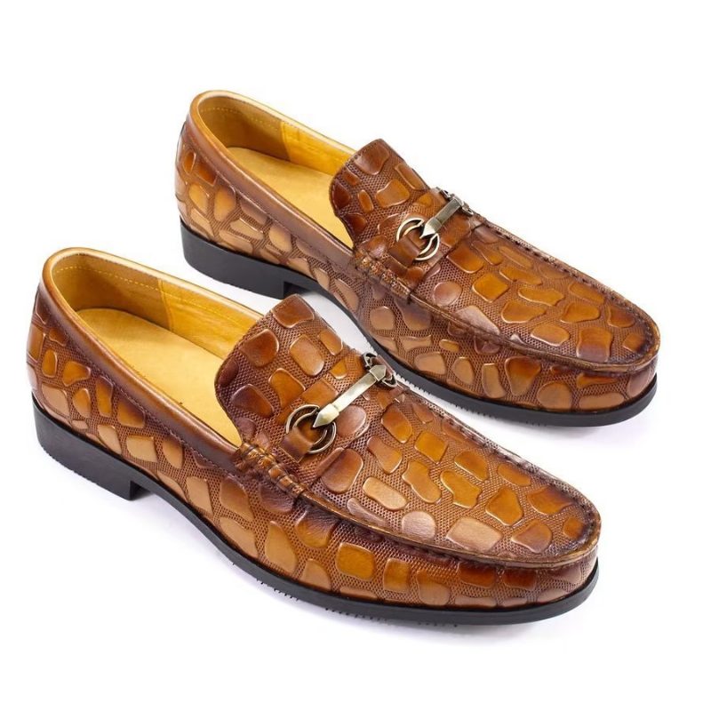 Loafers För Män Exotiska Krokodilläder Snygga Slip On - Brun