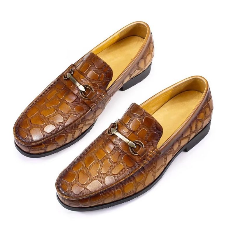 Loafers För Män Exotiska Krokodilläder Snygga Slip On - Brun