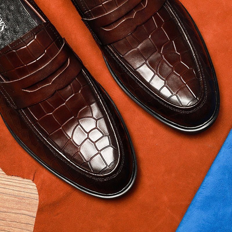 Loafers För Män Exotiska Läder Slip-on Brogue - Röd