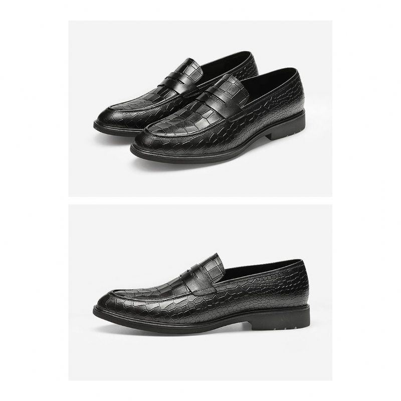 Loafers För Män Exotiska Läder Slip-on Brogue - Svart