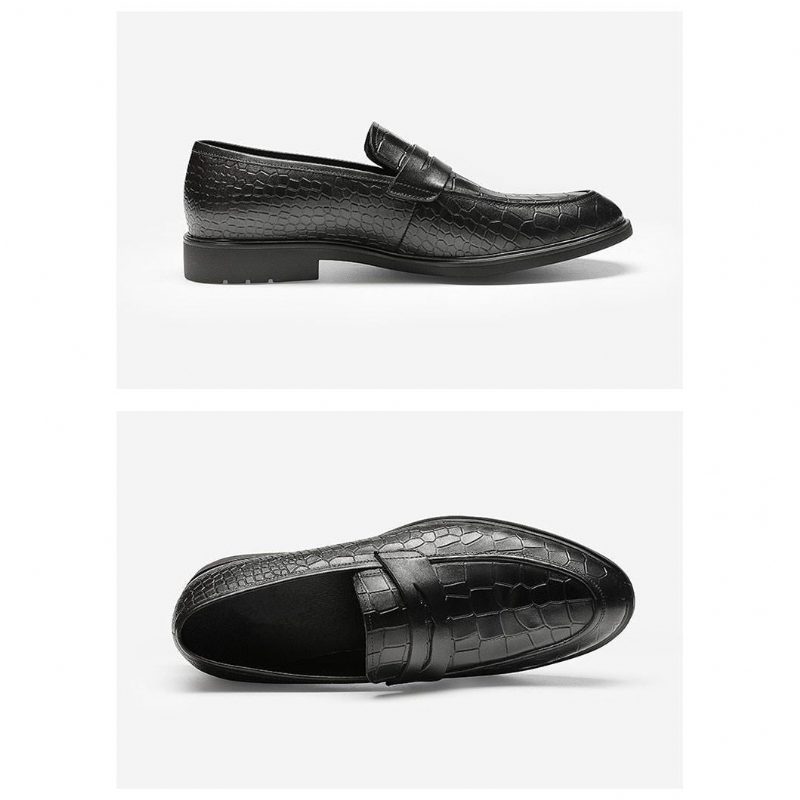 Loafers För Män Exotiska Läder Slip-on Brogue - Svart