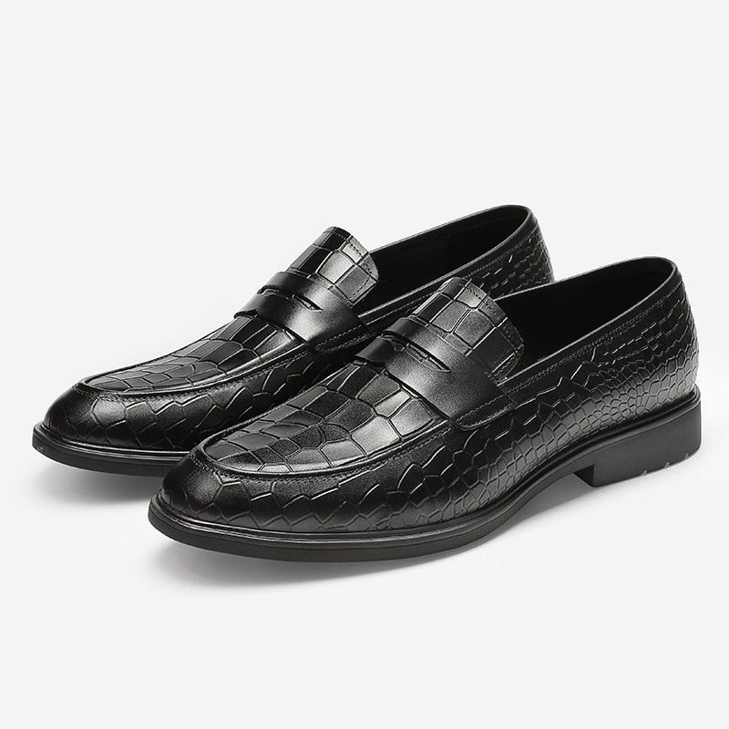 Loafers För Män Exotiska Läder Slip-on Brogue - Svart