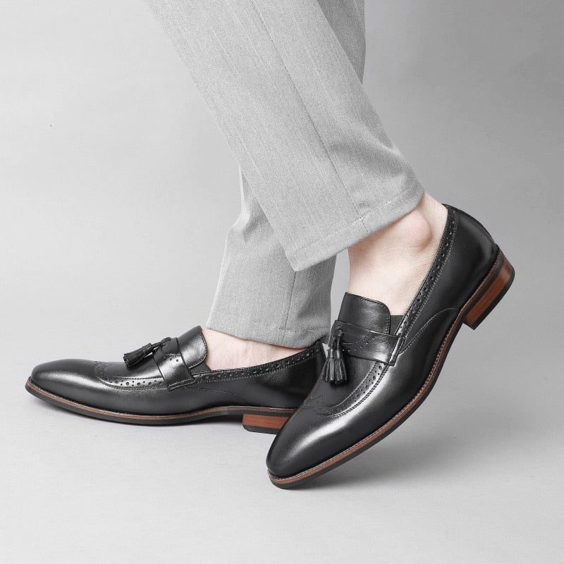 Loafers För Män Exotiska Slip On Brogue - Svart