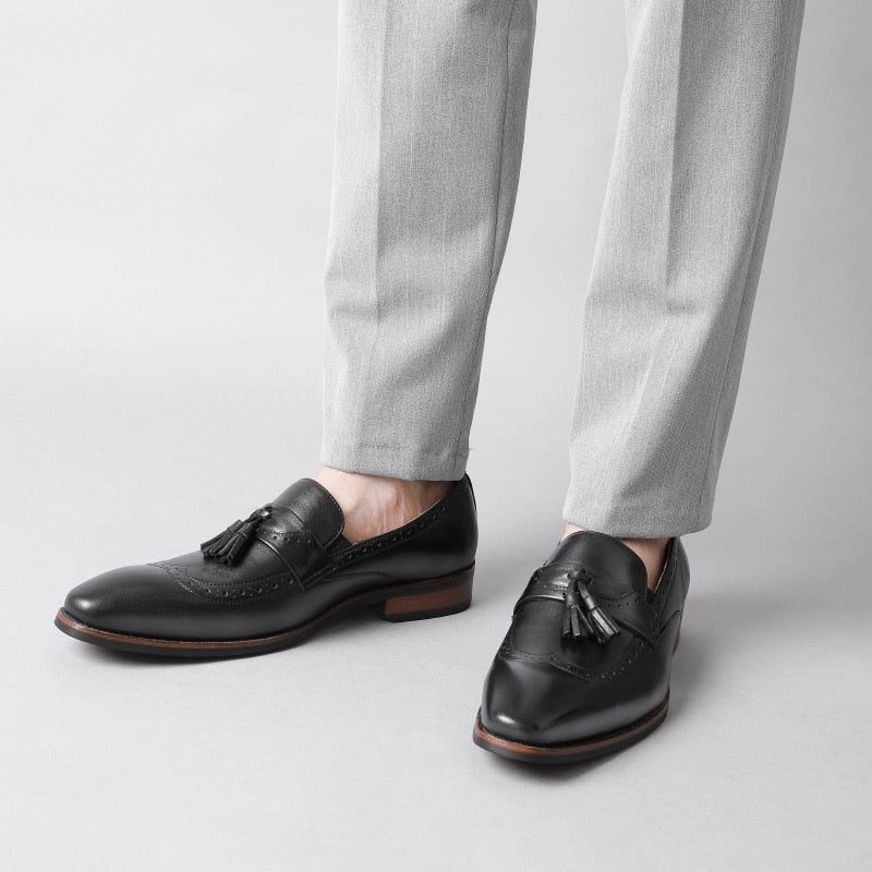 Loafers För Män Exotiska Slip On Brogue - Svart