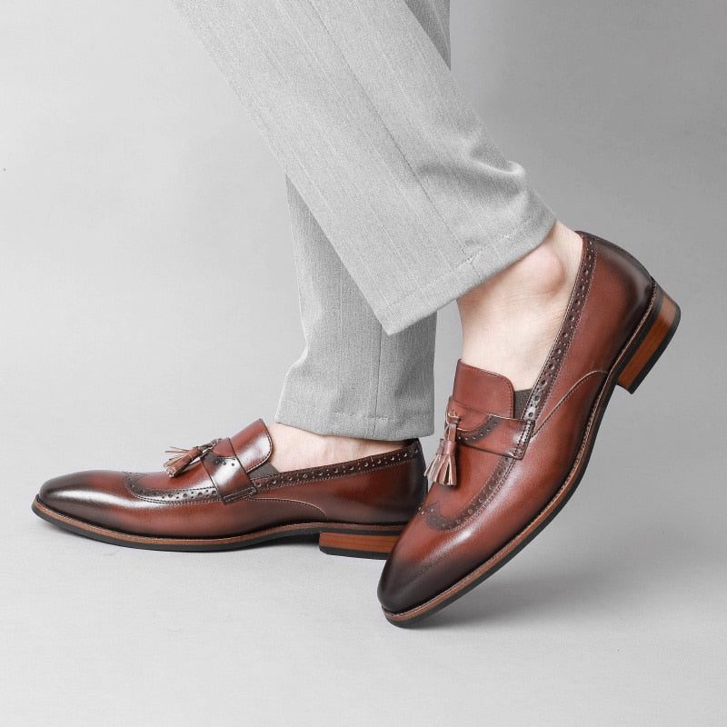 Loafers För Män Exotiska Slip On Brogue - Brun