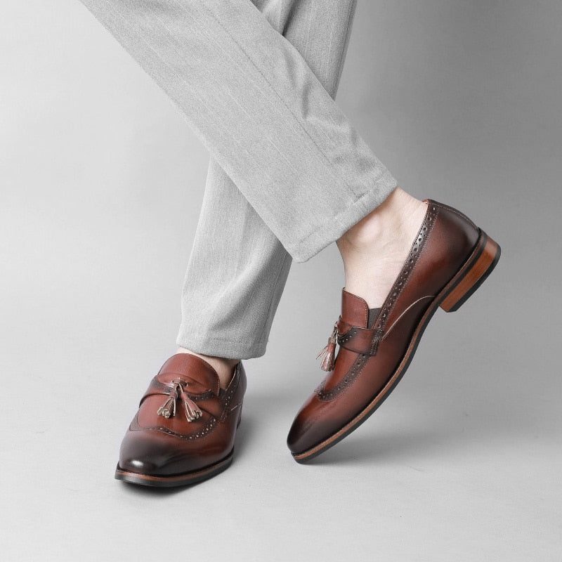 Loafers För Män Exotiska Slip On Brogue - Brun