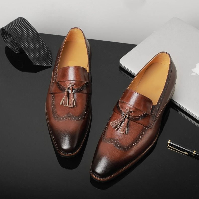 Loafers För Män Exotiska Slip On Brogue - Brun