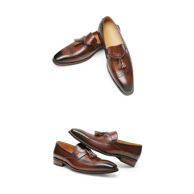 Loafers För Män Exotiska Slip On Brogue - Brun