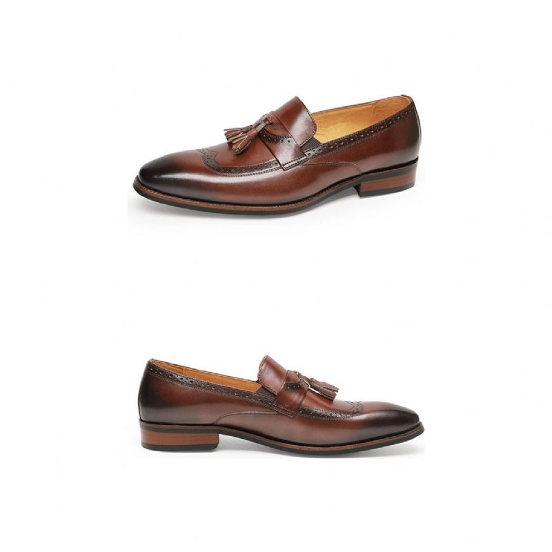 Loafers För Män Exotiska Slip On Brogue - Brun