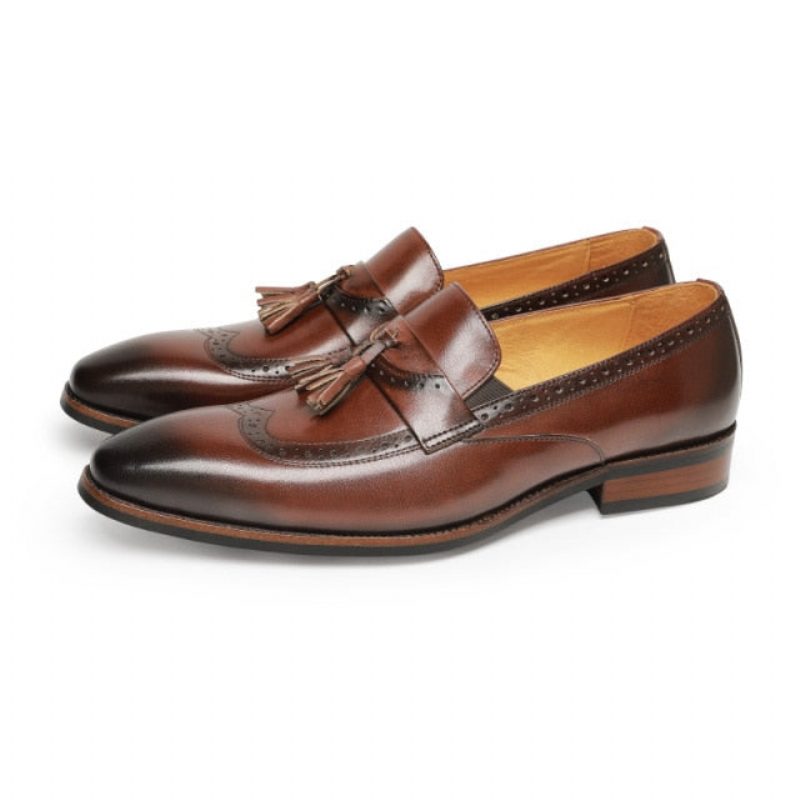 Loafers För Män Exotiska Slip On Brogue - Brun