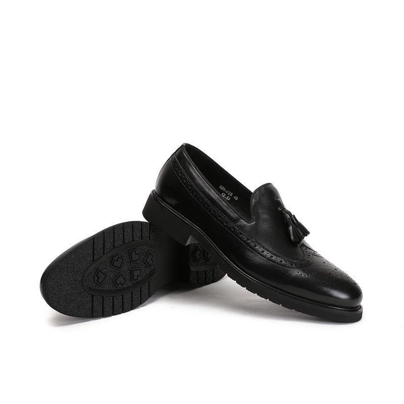 Loafers För Män Exotiska Slip-on Brogue-skor - Svart