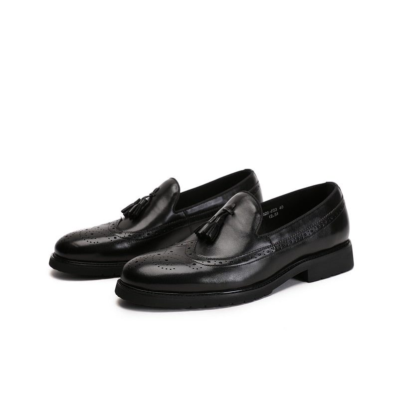 Loafers För Män Exotiska Slip-on Brogue-skor - Svart