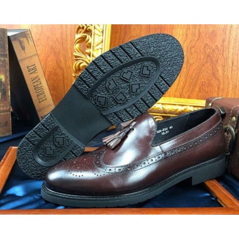 Loafers För Män Exotiska Slip-on Brogue-skor - Kaffe