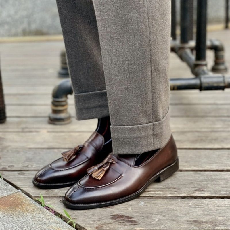 Loafers För Män Exotiskt Läder Oxford Dress - Kaffe