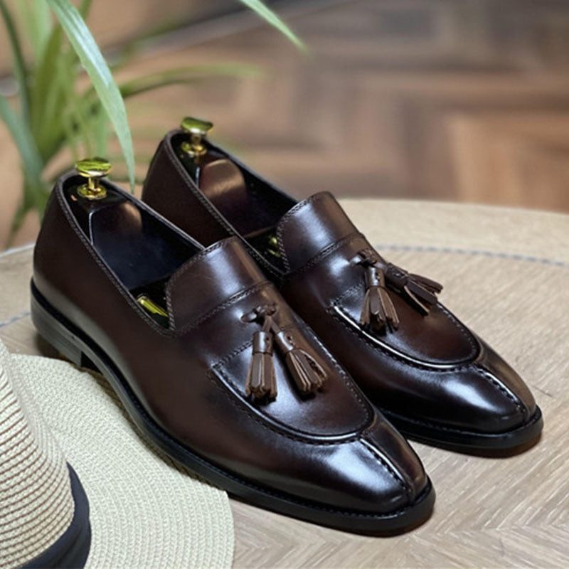 Loafers För Män Exotiskt Läder Oxford Dress - Kaffe