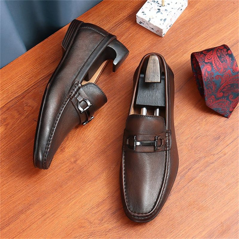 Loafers För Män Hazel Luxury Slip-on Leather - Kaffe