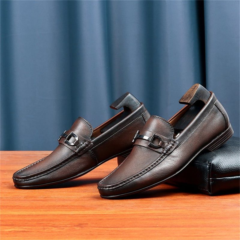 Loafers För Män Hazel Luxury Slip-on Leather - Kaffe