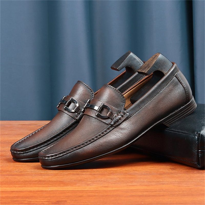 Loafers För Män Hazel Luxury Slip-on Leather - Kaffe