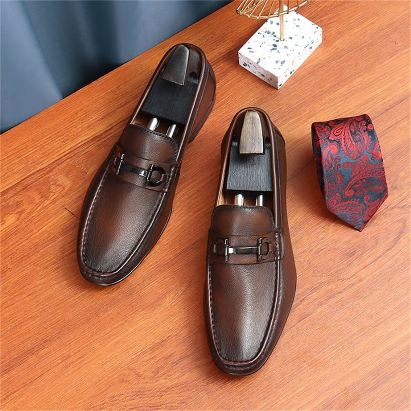 Loafers För Män Hazel Luxury Slip-on Leather - Kaffe