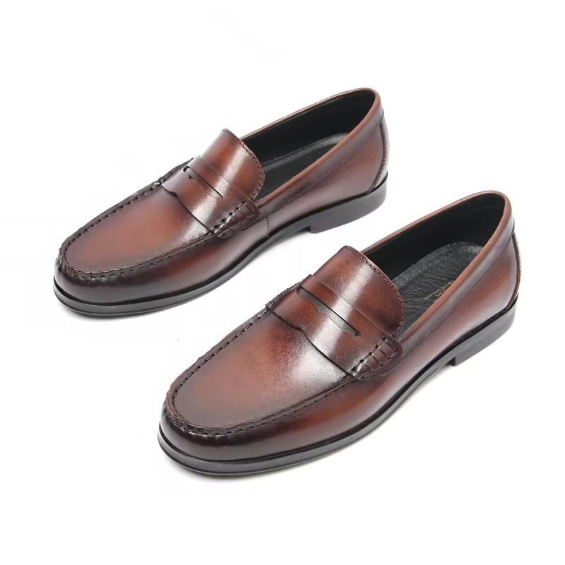 Loafers För Män I Äkta Läder Krokodilmönster Slip-on - Brun