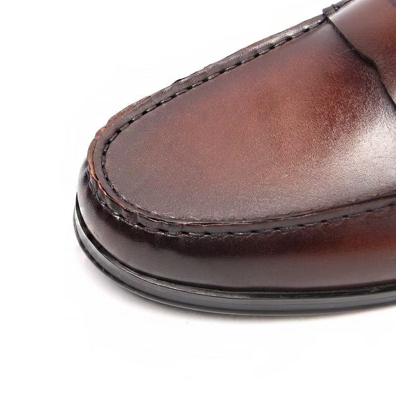 Loafers För Män I Äkta Läder Krokodilmönster Slip-on - Brun