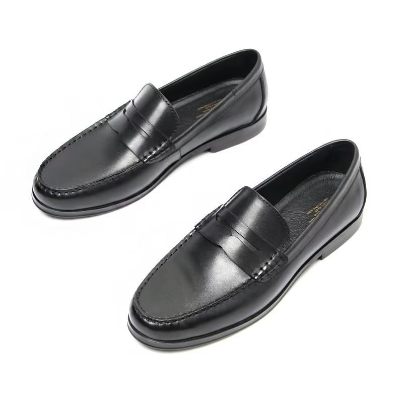 Loafers För Män I Äkta Läder Krokodilmönster Slip-on - Svart