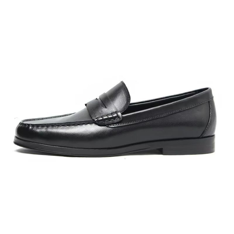 Loafers För Män I Äkta Läder Krokodilmönster Slip-on - Svart