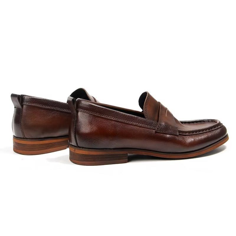 Loafers För Män I Äkta Läder Krokodilmönster Slip-on - Brun