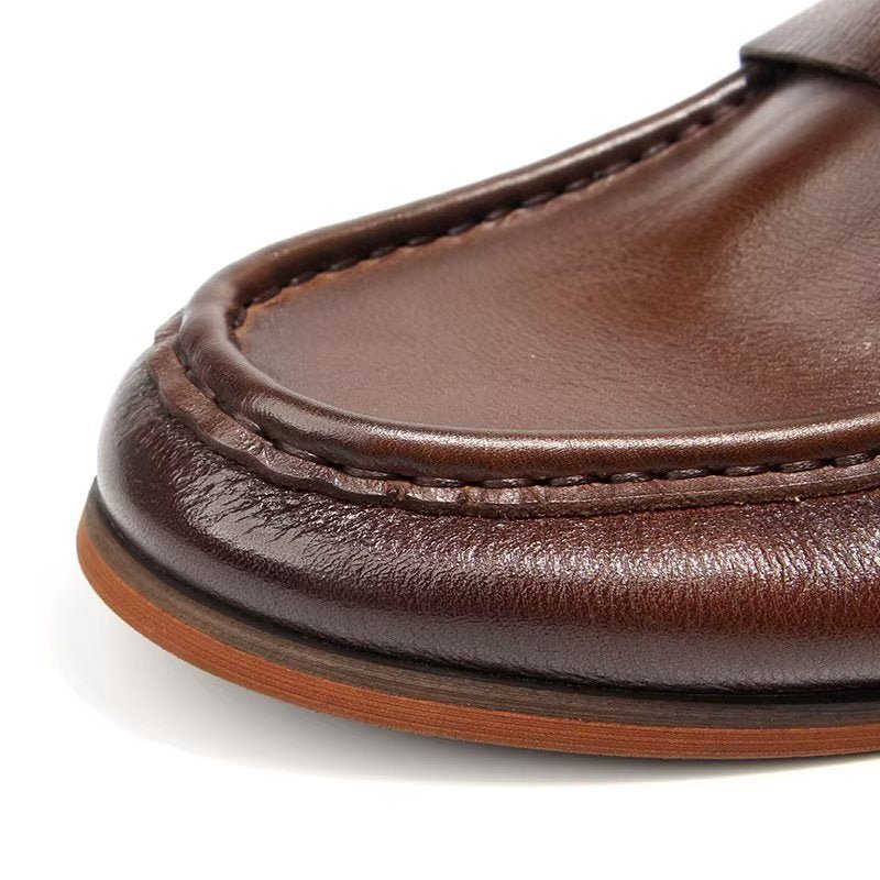 Loafers För Män I Äkta Läder Krokodilmönster Slip-on - Brun