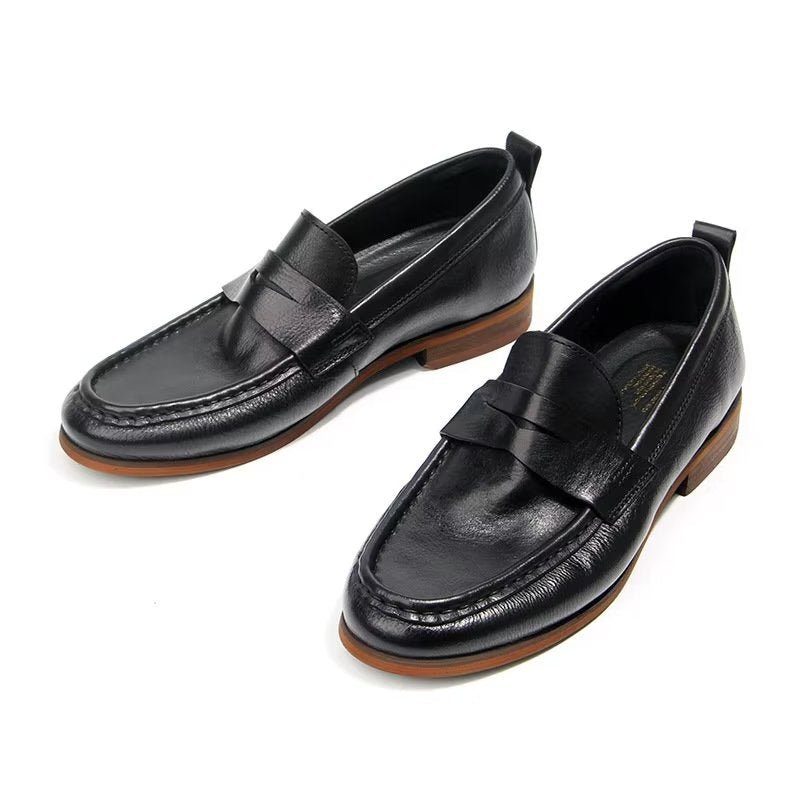 Loafers För Män I Äkta Läder Krokodilmönster Slip-on - Svart