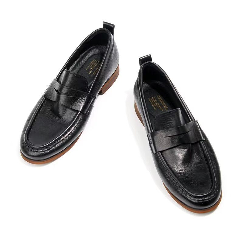 Loafers För Män I Äkta Läder Krokodilmönster Slip-on - Svart