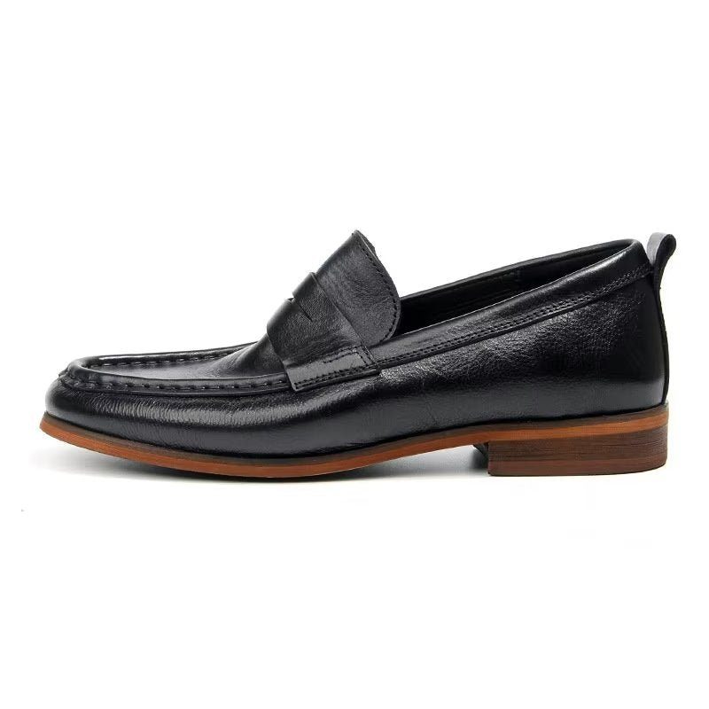 Loafers För Män I Äkta Läder Krokodilmönster Slip-on - Svart