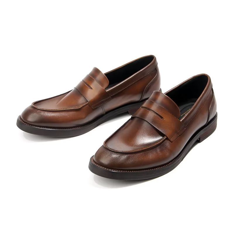 Loafers För Män I Äkta Läder Krokodilmönster Slip-on - Brun