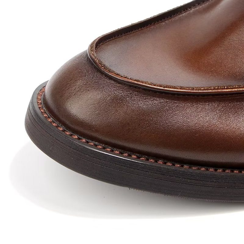 Loafers För Män I Äkta Läder Krokodilmönster Slip-on - Brun