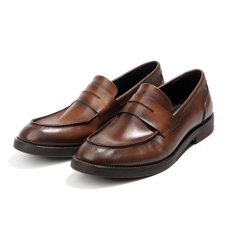 Loafers För Män I Äkta Läder Krokodilmönster Slip-on - Brun