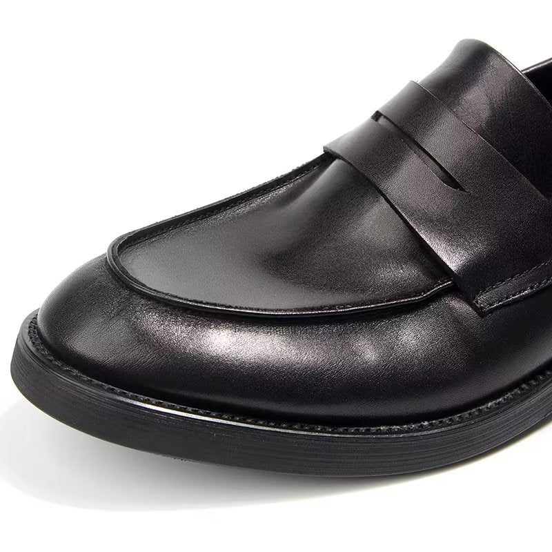 Loafers För Män I Äkta Läder Krokodilmönster Slip-on - Svart