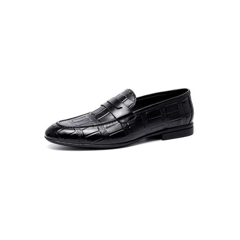 Loafers För Män I Äkta Läder Präglad Slip-on Elegance