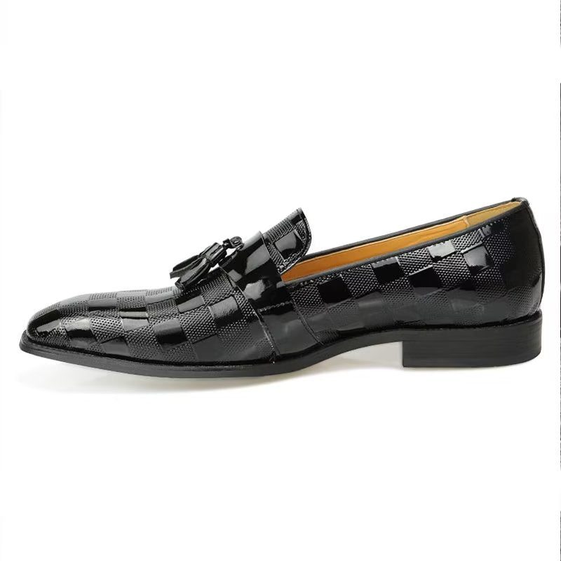 Loafers För Män Krokodilläder Slip On - Svart