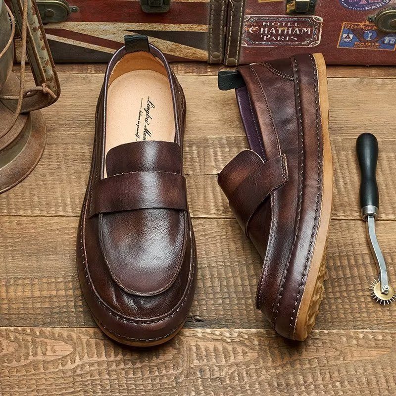 Loafers För Män Lux Cow Leather Slip-on - Kaffe