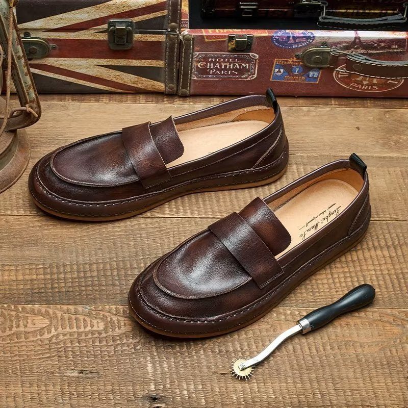 Loafers För Män Lux Cow Leather Slip-on - Kaffe