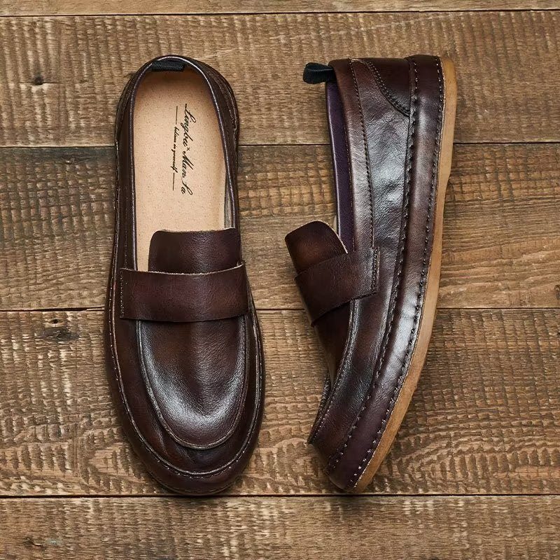 Loafers För Män Lux Cow Leather Slip-on - Kaffe