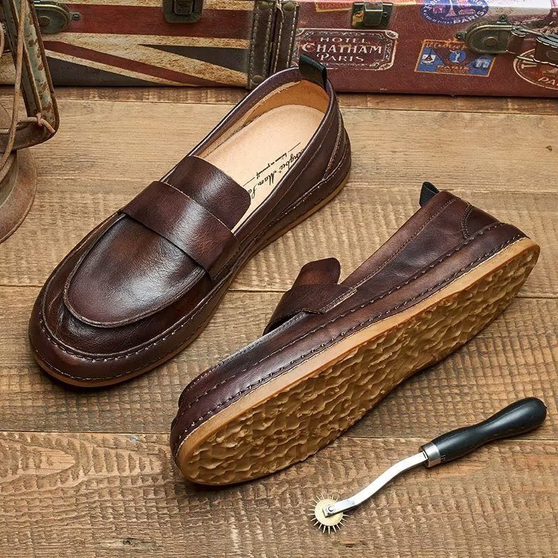 Loafers För Män Lux Cow Leather Slip-on - Kaffe