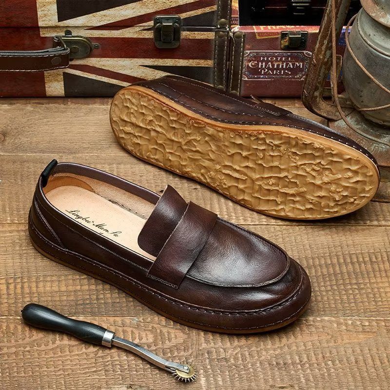 Loafers För Män Lux Cow Leather Slip-on - Kaffe